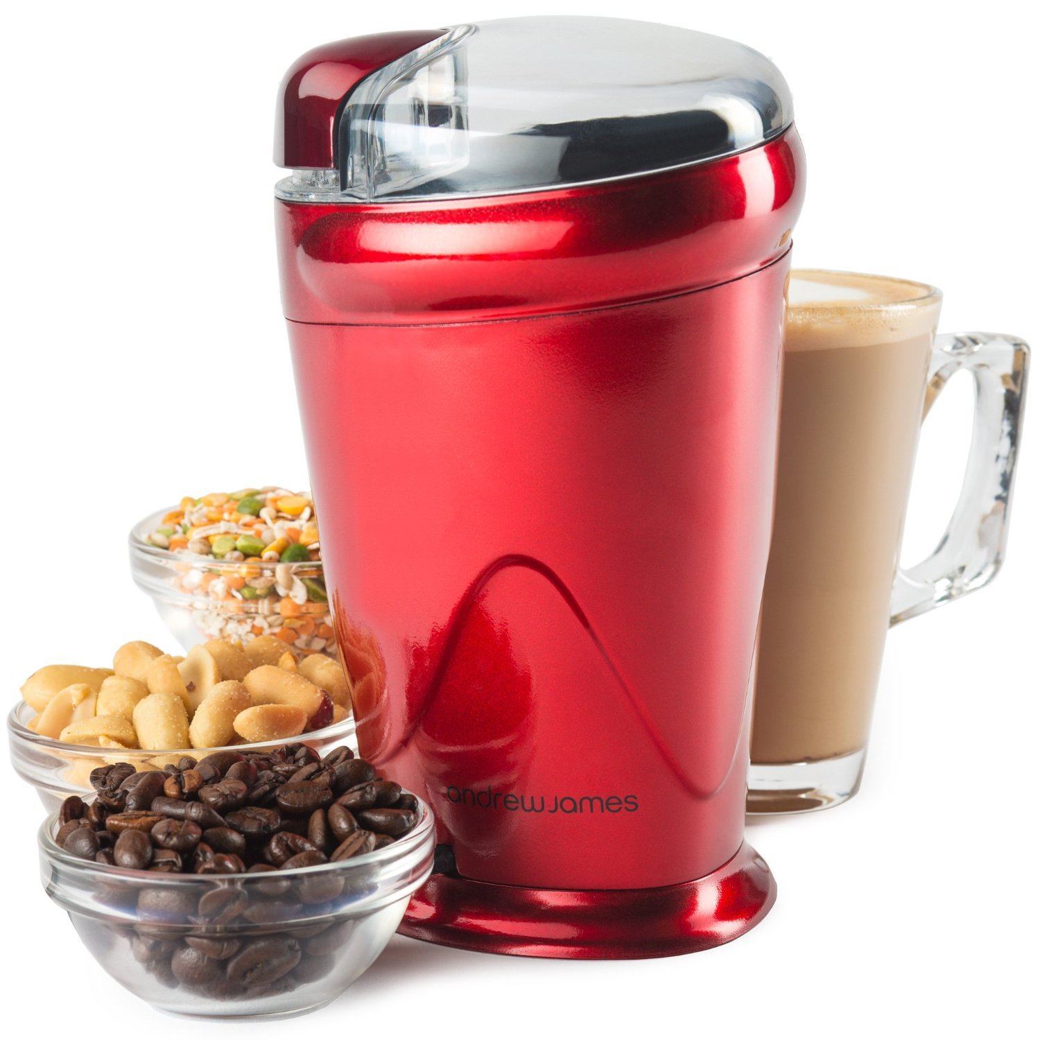 Andrew James Coffee, Nut and Spice Grinder In Red