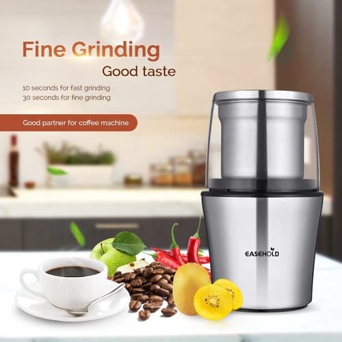 EASEHOLD 200W Electric Whole Coffee grinder silver