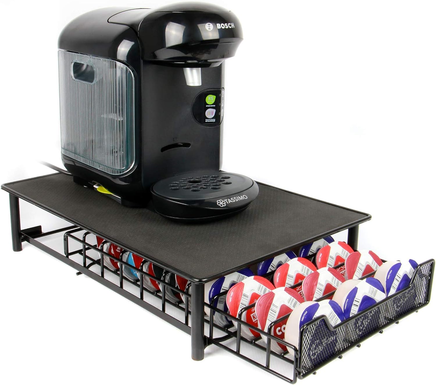 60 Coffee Pod Holder Black | Tassimo Pod Compatible | Coffee Machine Stand | Pod Drawer Dispenser | Kitchen Storage