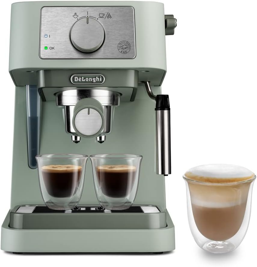 De'Longhi Manual Coffee Machine Stilosa EC260.GR, 15 Bar Pressure, Cappuccino System, Automatic Switch-Off, Compatible with ESE pods, 2 Level Tray, Capacity 1L, Grey
