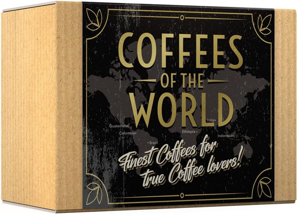 Gourmet Coffee Gift Set - COFFEES OF THE WORLD | Ground Coffee 600g (6 x 100g) - 6 Finest Single Origin