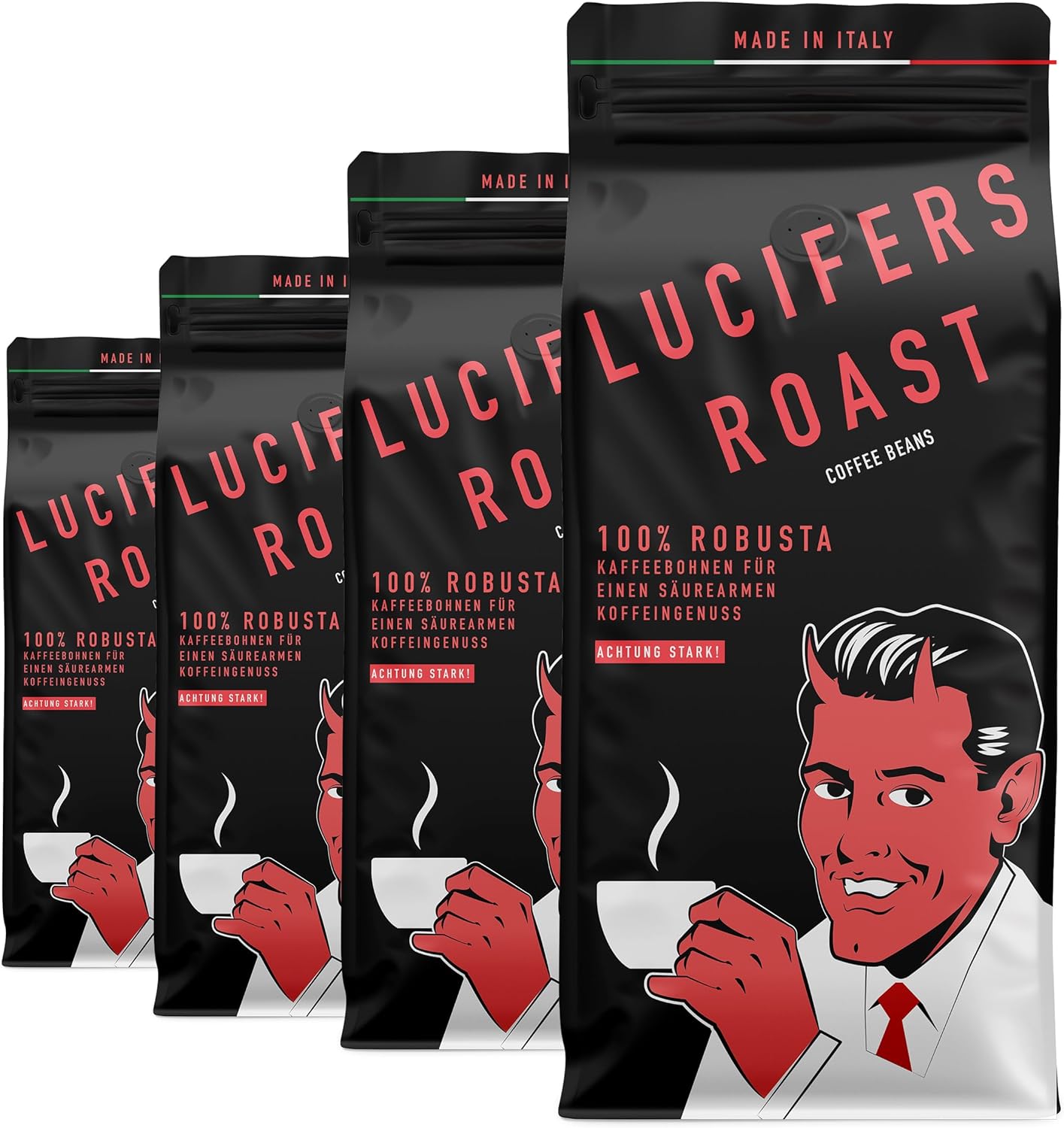 LUCIFERS ROAST strong coffee beans from Italy - very strong espresso - low acid - for coffee machines or portafilter