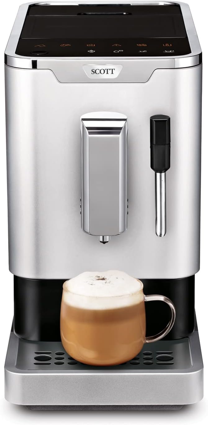 SCOTT UK - Slimissimo & Milk; Fully Automatic Bean-to-Cup Coffee Machine; 19 Bar Pressure, 1.1L, 1470W